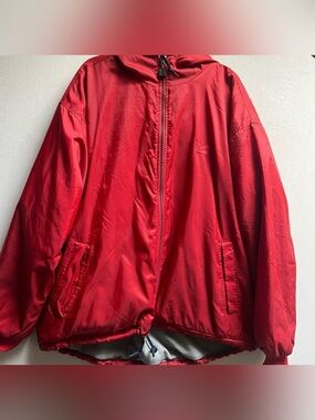 Vintage Nike Reversible Zip-Up Hoodie Red/Grey Zip Front Rare Find Men’s Sz 2XL